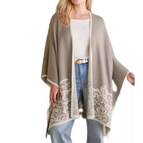 NEW Soft Surroundings Womens One Size Wrap Shawl Cape Metallic Shimmer - Picture 1 of 8